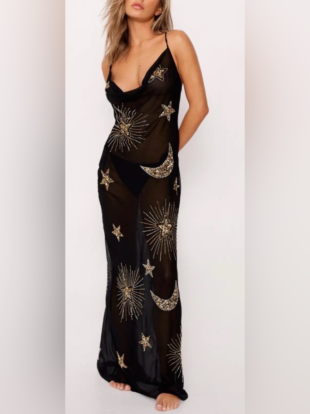 Nasty Gal Sheer celestial honeymoon beach dress size small fits XS